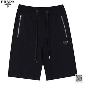 Prada Cotton Zipper Pocket Triangle Shorts Loose Cropped Pants (4 styles)-2879  